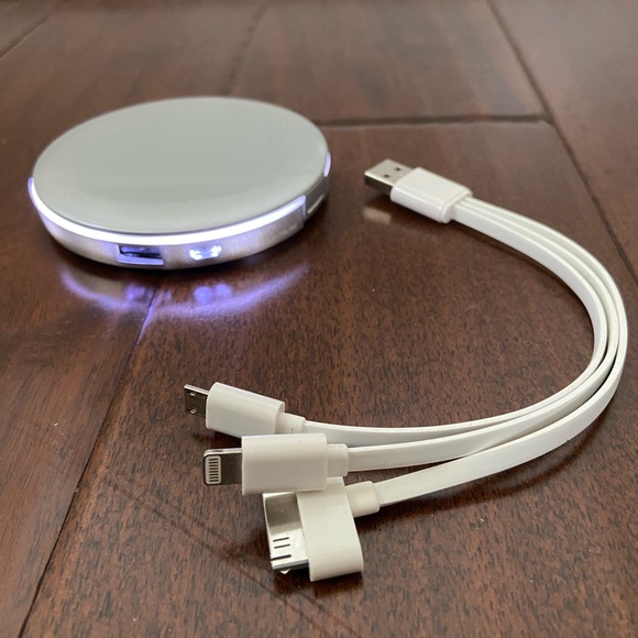 Restoration Hardware Lighted Compact Mirror Charger, Silver, NWT - Picture 7 of 11